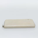 CHANEL Long Wallet Leather Ivory Silver CC Auth bs36634-6