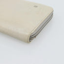 CHANEL Long Wallet Leather Ivory Silver CC Auth bs36634-7