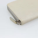 CHANEL Long Wallet Leather Ivory Silver CC Auth bs36634-14