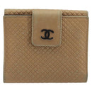 CHANEL Choco Bar line Wallet Leather Beige CC Auth bs36636-13