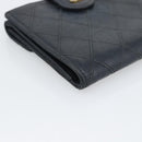 CHANEL Bicolore Bifold Wallet Lamb Skin Black CC Auth bs36637-16