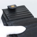 CHANEL Bicolore Bifold Wallet Lamb Skin Black CC Auth bs36637-19
