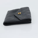 CHANEL Bicolore Bifold Wallet Lamb Skin Black CC Auth bs36637-4