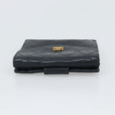 CHANEL Bicolore Bifold Wallet Lamb Skin Black CC Auth bs36637-5
