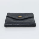 CHANEL Bicolore Bifold Wallet Lamb Skin Black CC Auth bs36637-6