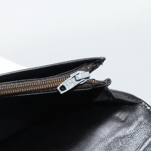 CHANEL Long Wallet Patent leather Black Gold CC Auth bs36639