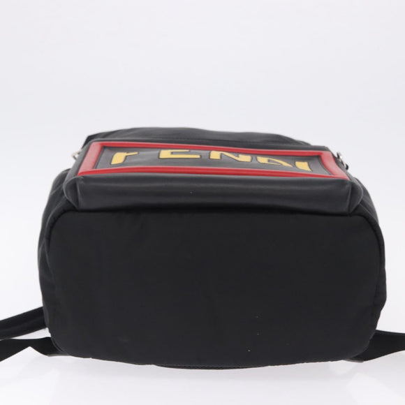 FENDI Backpack Nylon Black Silver Auth bs36641V
