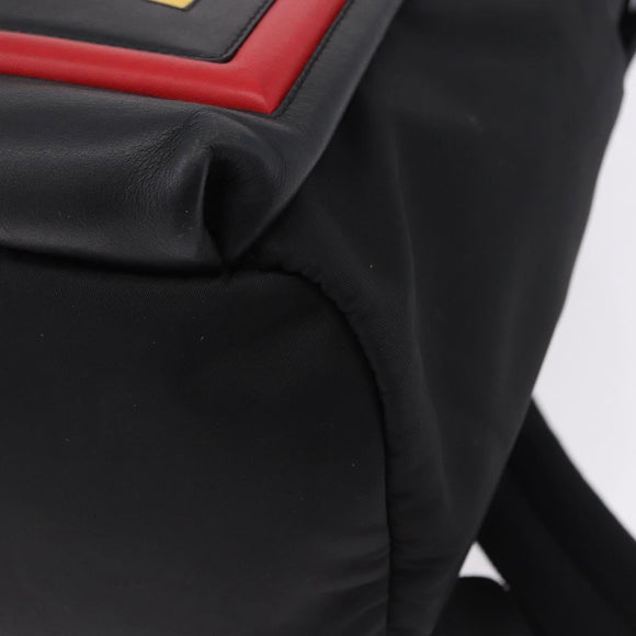 FENDI Backpack Nylon Black Silver Auth bs36641V