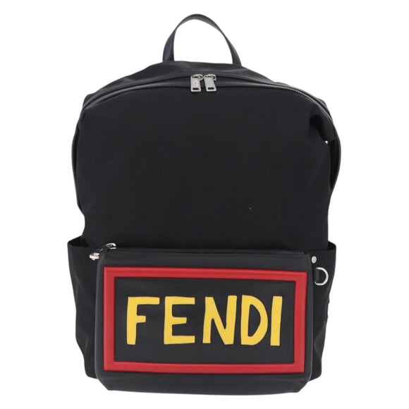 FENDI Backpack Nylon Black Silver Auth bs36641V