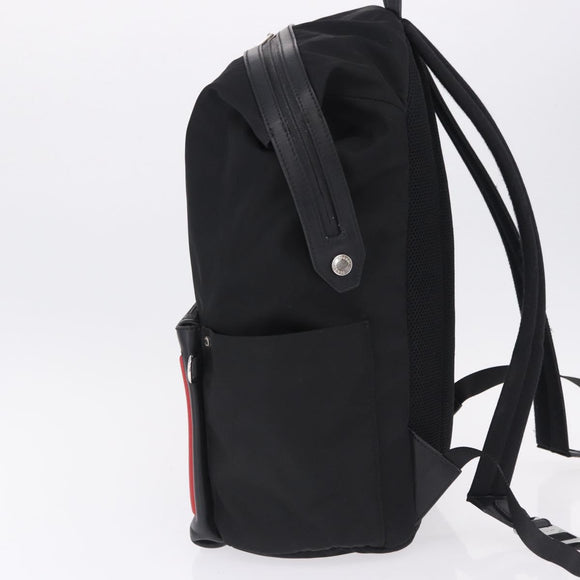 FENDI Backpack Nylon Black Silver Auth bs36641V