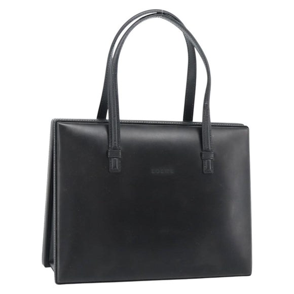LOEWE Hand Bag Leather Black Auth bs36651