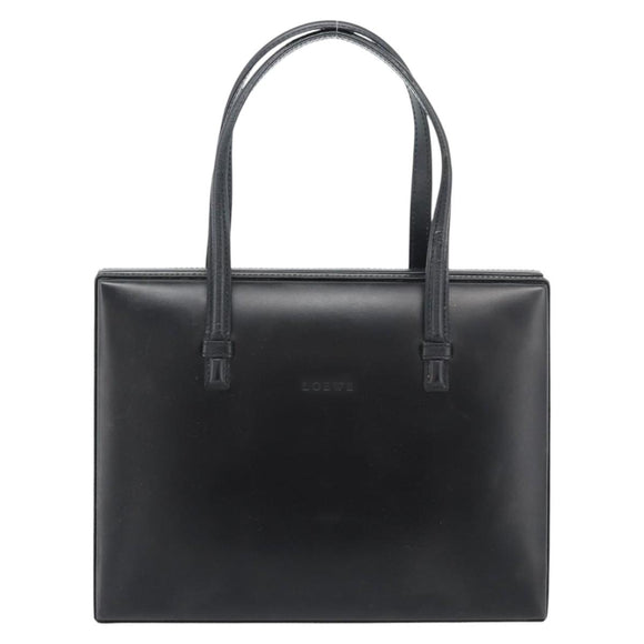 LOEWE Hand Bag Leather Black Auth bs36651