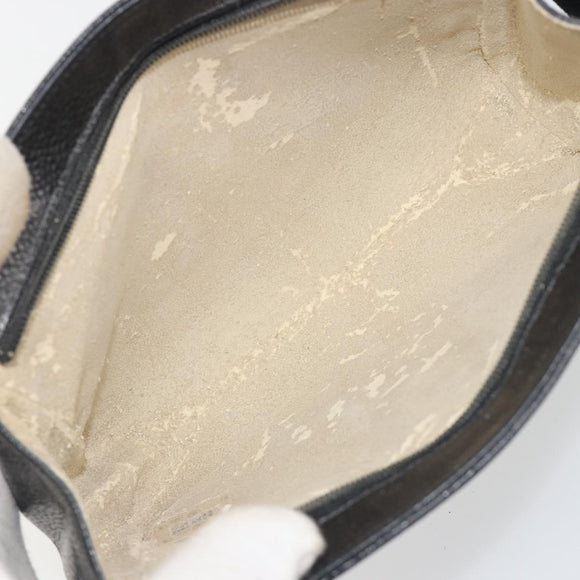 CHANEL COCO Mark Pouch Caviar Skin Black Gold CC Auth bs36652