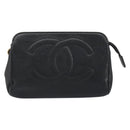 CHANEL COCO Mark Pouch Caviar Skin Black Gold CC Auth bs36652-13