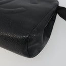 CHANEL COCO Mark Pouch Caviar Skin Black Gold CC Auth bs36652-7