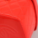 CHANEL Matelasse Vanity Hand Bag Patent leather Orange Gold CC Auth bs36656SAM-15