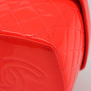 CHANEL Matelasse Vanity Hand Bag Patent leather Orange Gold CC Auth bs36656SAM-17