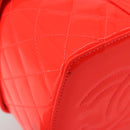 CHANEL Matelasse Vanity Hand Bag Patent leather Orange Gold CC Auth bs36656SAM-18
