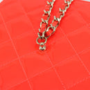 CHANEL Matelasse Vanity Hand Bag Patent leather Orange Gold CC Auth bs36656SAM-19