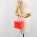 CHANEL Matelasse Vanity Hand Bag Patent leather Orange Gold CC Auth bs36656SAM-24