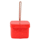 CHANEL Matelasse Vanity Hand Bag Patent leather Orange Gold CC Auth bs36656SAM-2