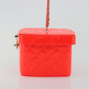 CHANEL Matelasse Vanity Hand Bag Patent leather Orange Gold CC Auth bs36656SAM-3