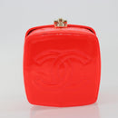 CHANEL Matelasse Vanity Hand Bag Patent leather Orange Gold CC Auth bs36656SAM-5