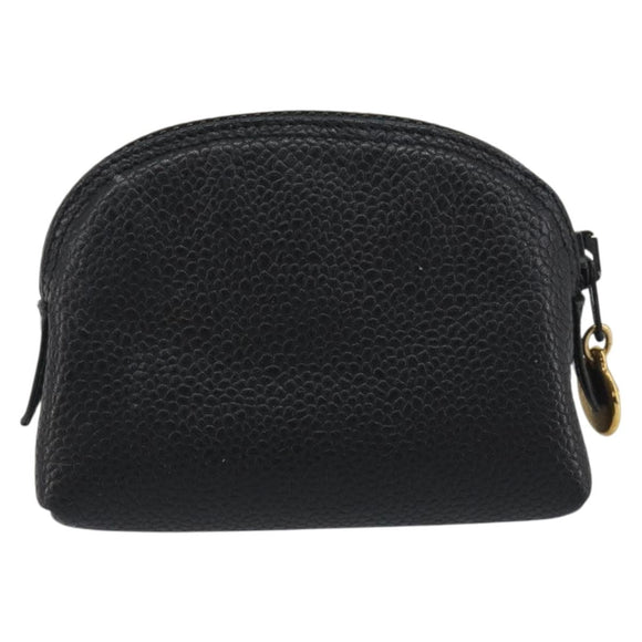 CHANEL COCO Mark Pouch Caviar Skin Black Silver CC Auth bs36657