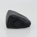 CHANEL COCO Mark Pouch Caviar Skin Black Silver CC Auth bs36657-3