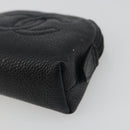 CHANEL COCO Mark Pouch Caviar Skin Black Silver CC Auth bs36657-7