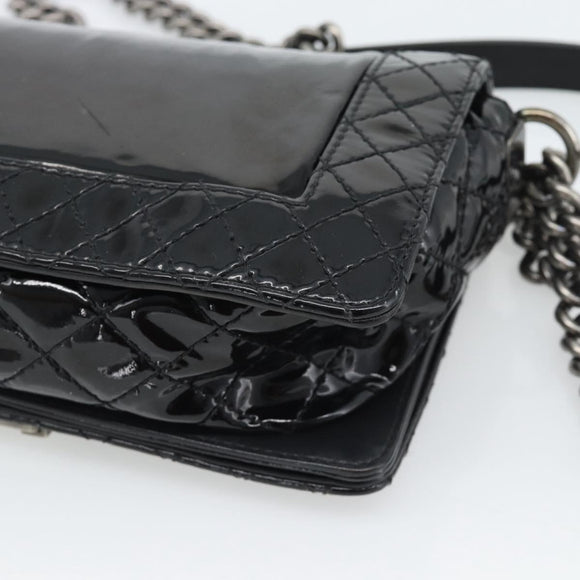CHANEL Matelasse Boy Chanel Chain Bag Patent leather Black CC Auth bs36658A