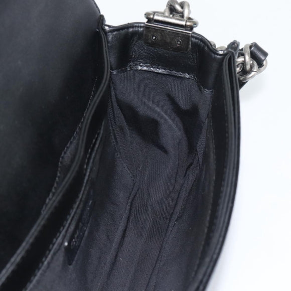 CHANEL Matelasse Boy Chanel Chain Bag Patent leather Black CC Auth bs36658A