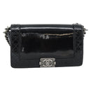 CHANEL Matelasse Boy Chanel Chain Bag Patent leather Black CC Auth bs36658A-2