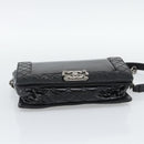 CHANEL Matelasse Boy Chanel Chain Bag Patent leather Black CC Auth bs36658A-9