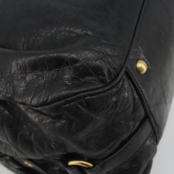 Miu Miu Hand Bag Leather Black Gold Auth bs36659V