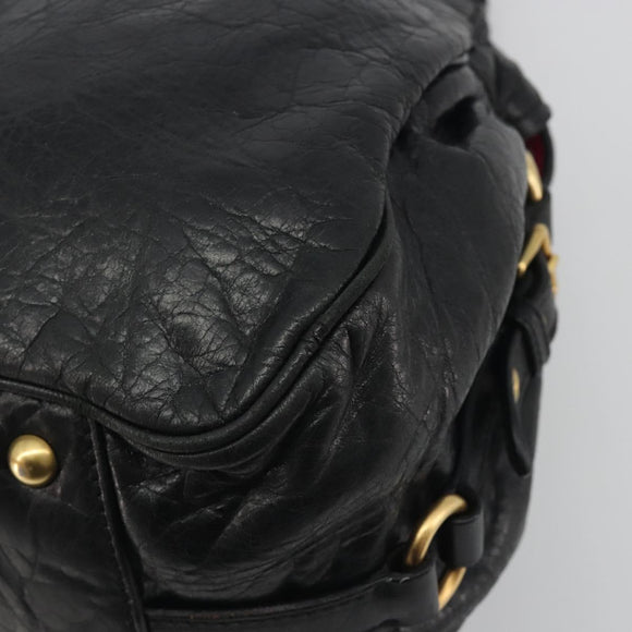 Miu Miu Hand Bag Leather Black Gold Auth bs36659V
