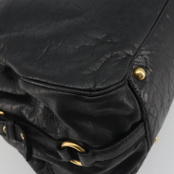 Miu Miu Hand Bag Leather Black Gold Auth bs36659V