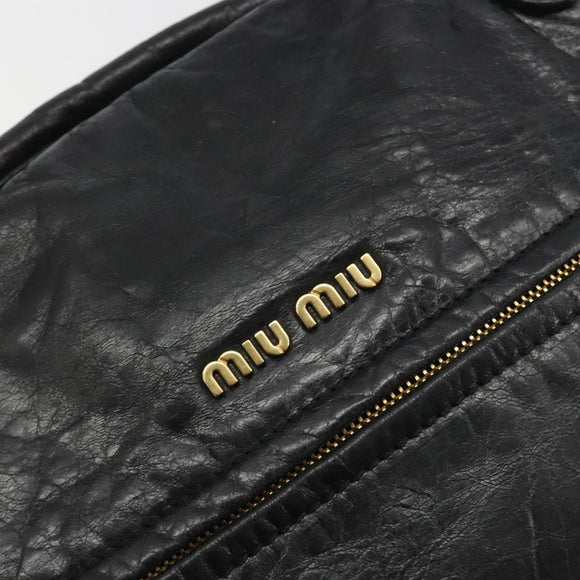 Miu Miu Hand Bag Leather Black Gold Auth bs36659V