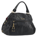 Miu Miu Hand Bag Leather Black Gold Auth bs36659V-1