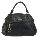 Miu Miu Hand Bag Leather Black Gold Auth bs36659V-13