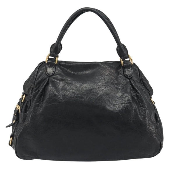 Miu Miu Hand Bag Leather Black Gold Auth bs36659V