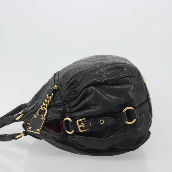 Miu Miu Hand Bag Leather Black Gold Auth bs36659V