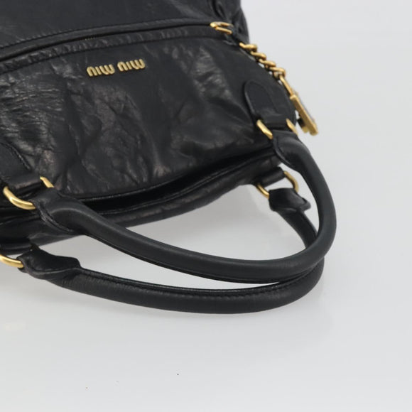 Miu Miu Hand Bag Leather Black Gold Auth bs36659V
