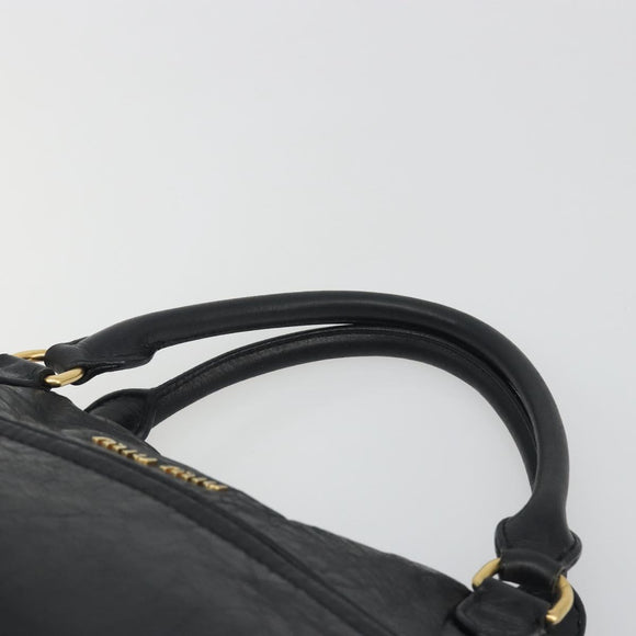 Miu Miu Hand Bag Leather Black Gold Auth bs36659V