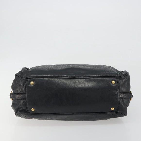 Miu Miu Hand Bag Leather Black Gold Auth bs36659V