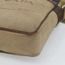 PRADA Shoulder Bag Canvas Beige Silver Auth bs36669-15