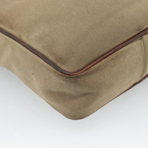 PRADA Shoulder Bag Canvas Beige Silver Auth bs36669