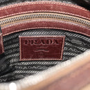 PRADA Shoulder Bag Canvas Beige Silver Auth bs36669-19