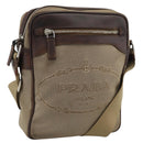 PRADA Shoulder Bag Canvas Beige Silver Auth bs36669-1