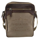 PRADA Shoulder Bag Canvas Beige Silver Auth bs36669-13
